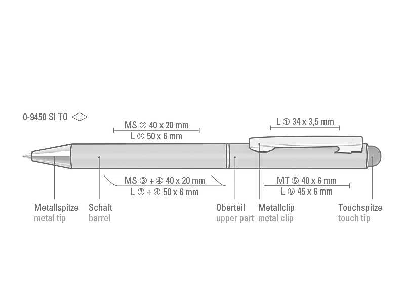 Ballpoint shop pen dimensions